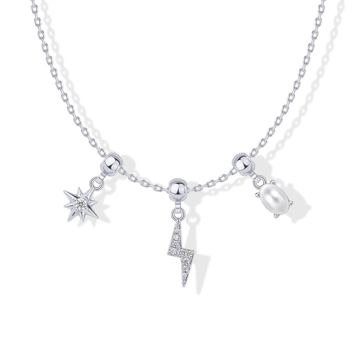 Slidable Triple Charms Beaded Collarbone Necklace, 8 Themed DIY Pendant Sets, Gold & Silver Two Tones Available