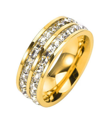 Princess Cut Single/Double Row Pave Band Ring (3 Colors Luxury Statement Ring)