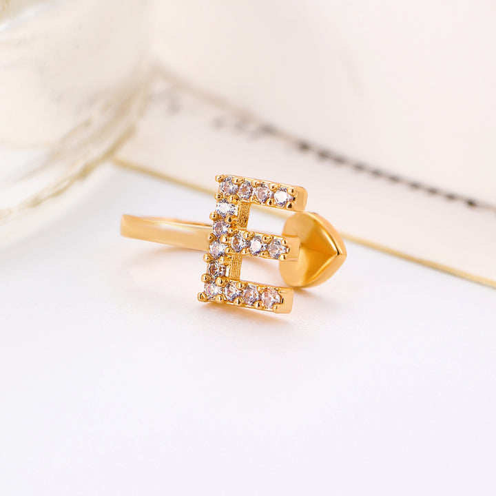 A-Z 26 Letters Paved Diamond Ear Cuffs, Adjustable Diamond Ear Cuffs For Non-Pierced Ears
