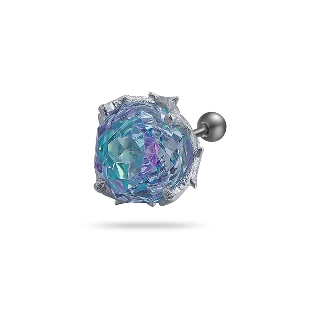 Dark Thorn Rose-Cut Single Diamond Screw-back Earring (Unisex)