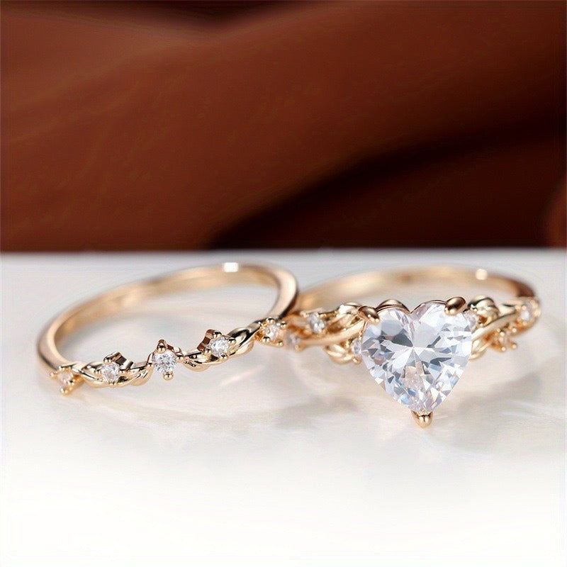 Heart-Shaped Colored Gem Vine Stackable Ring (Sweet Vitality Multi-Color Style)