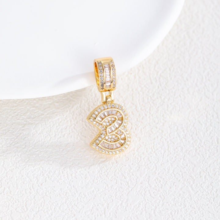 Iced-Out Number Pendant Necklace (Gold Tone Hip-Hop Style Twisted Chain)