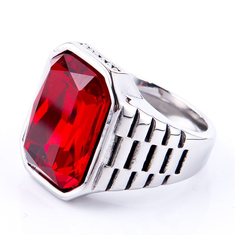Multi-Color Gem Wide-Face Men's Ring (Light Luxury Bold Style)