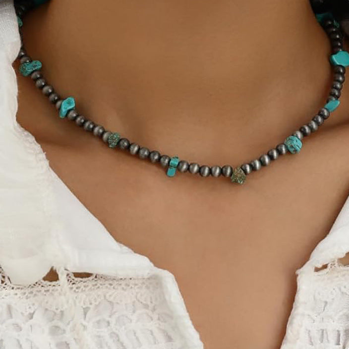 Bohemian Turquoise Multi-Layer Beaded Necklace (Vintage Ethnic Clavicle Chain)