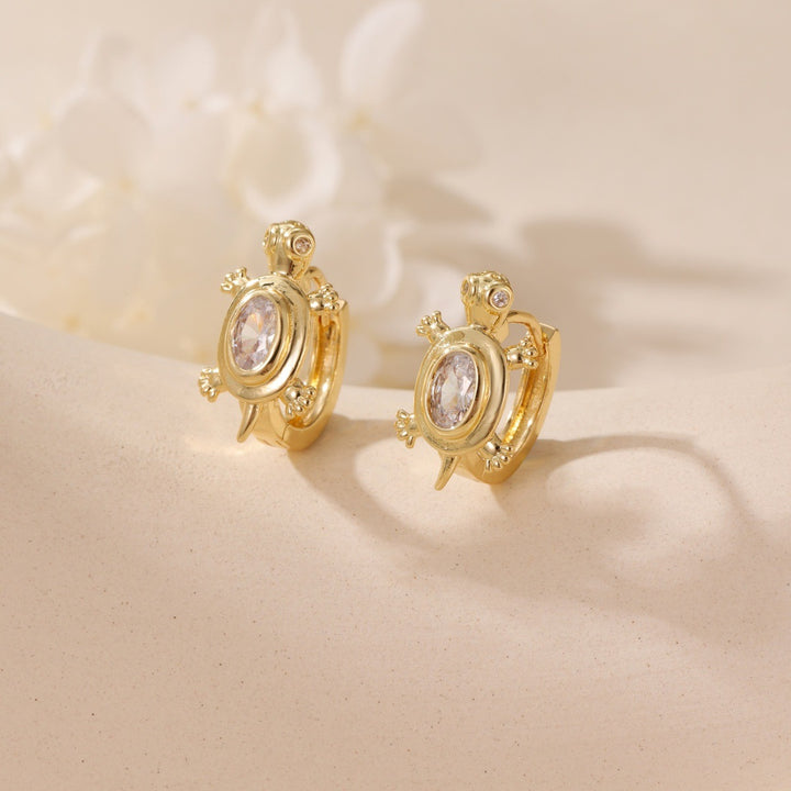 S925 Silver Ocean Series Paved Diamond Huggie Earrings