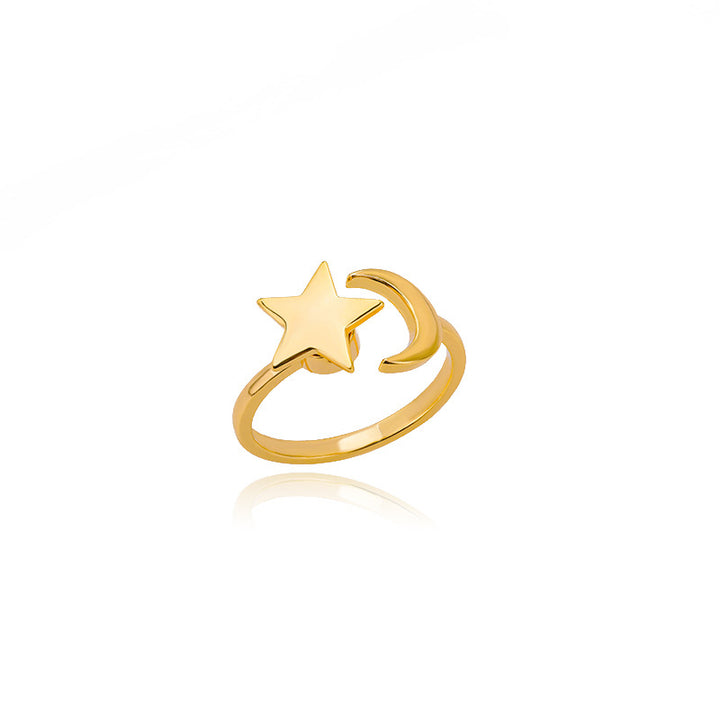 Star-Moon & Sunflower Rotatable Ring Set (Light Luxury Niche Healing Bands)