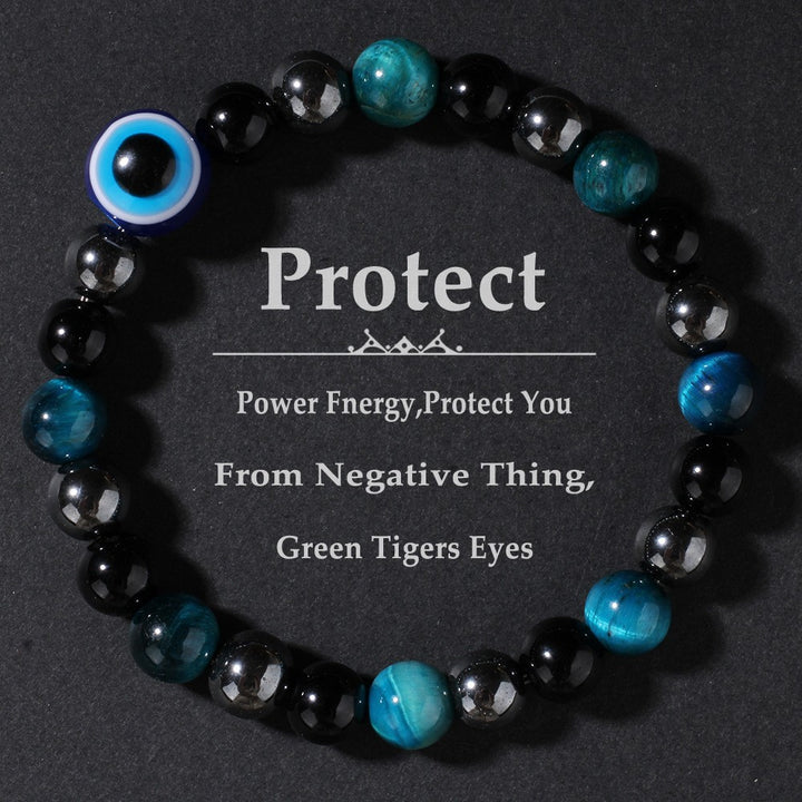 Faceted Black Onyx Stretch Bracelet for Men, Geometric Stone Energy Beaded Bracelet