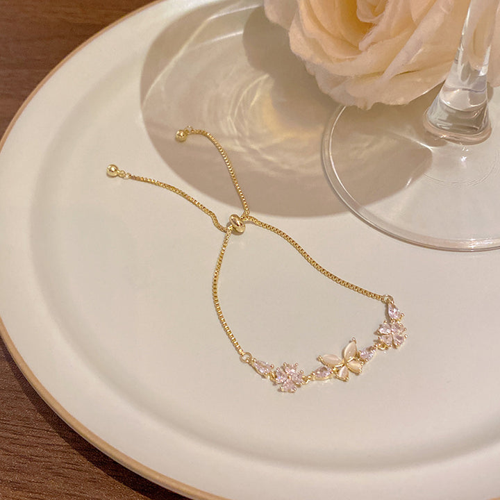 Multi‑Style Butterfly & Flower Adjustable Pull‑Chain Bracelet