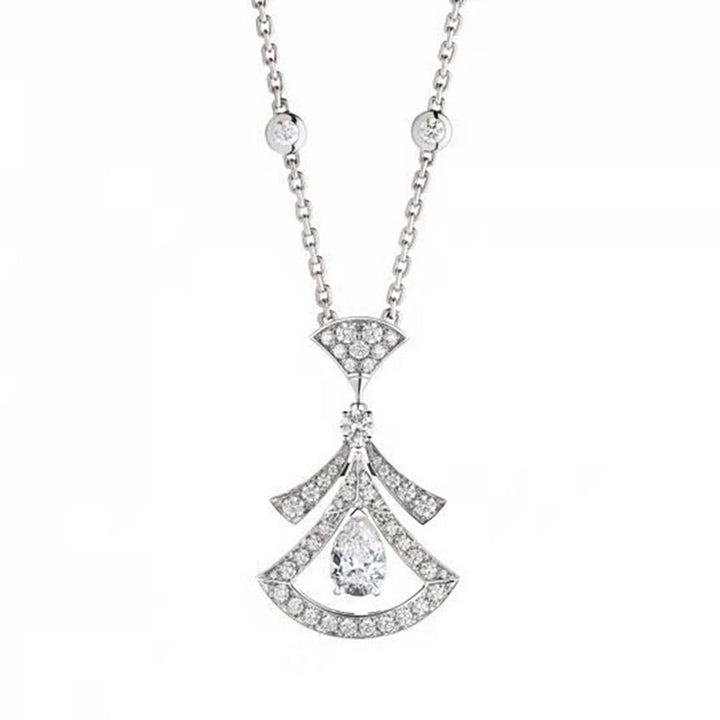 Fan‑Shaped Teardrop Pendant Necklace, Multi‑Color & Multi‑Plating Options