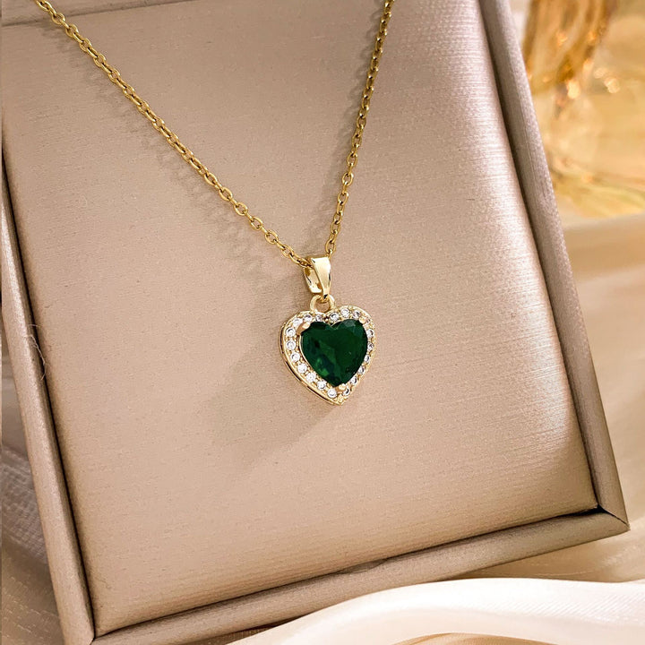 Silver Chain Pink Heart Halo Necklace (Women's Sweet Vitality Luxury Style)