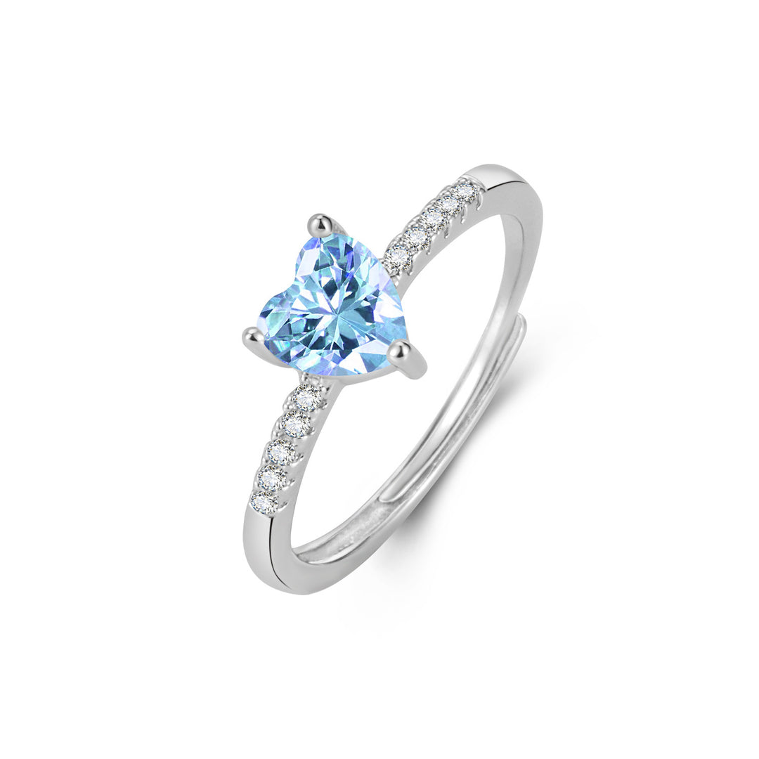 Multi-Color Heart Cut Diamond Open Ring Set (Sweet-Cool Girl Dopamine Style)