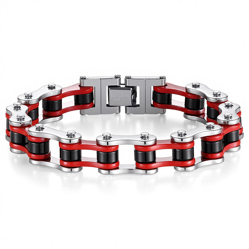 Motorcycle Chain Stainless Steel Bracelet (Men's Edgy Punk Style Titanium Steel Band)