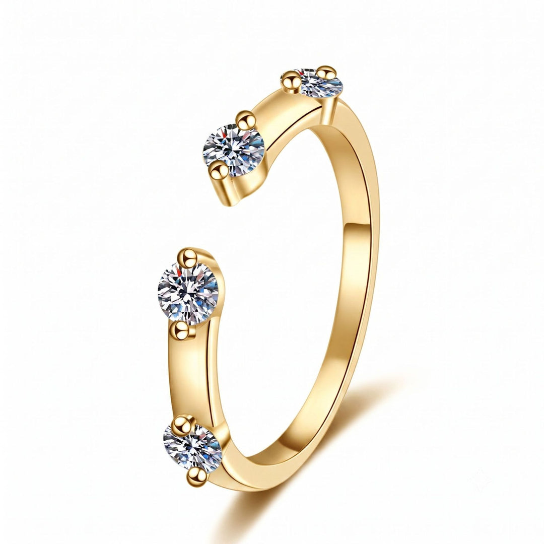 Marquise‑Cut Main Diamond Double Stackable S925 Sterling Silver Ring,2‑Tone Available