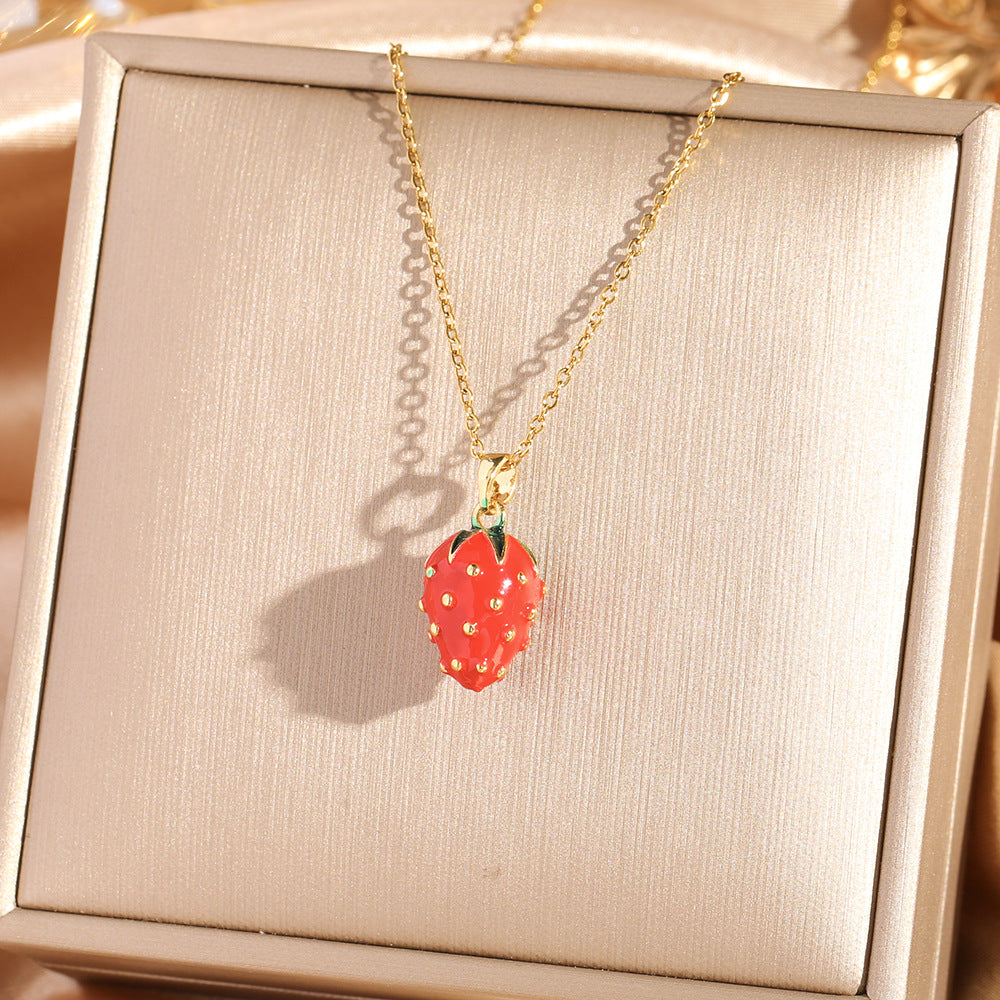 Sweet Cherry Pendant Necklace Collection (Gold Tone Delicate Chokers)