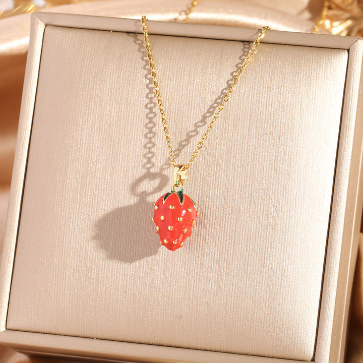 Sweet Cherry Pendant Necklace Collection (Gold Tone Delicate Chokers)
