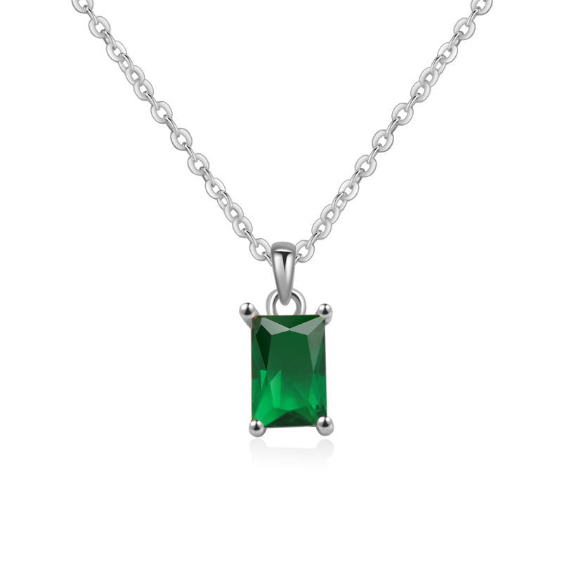 Multicolor Rectangular Diamond Pendant Necklace
