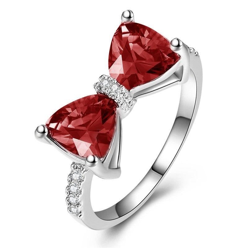 Bow Gemstone Ring Set (Light Luxury Niche Sweet Bands)
