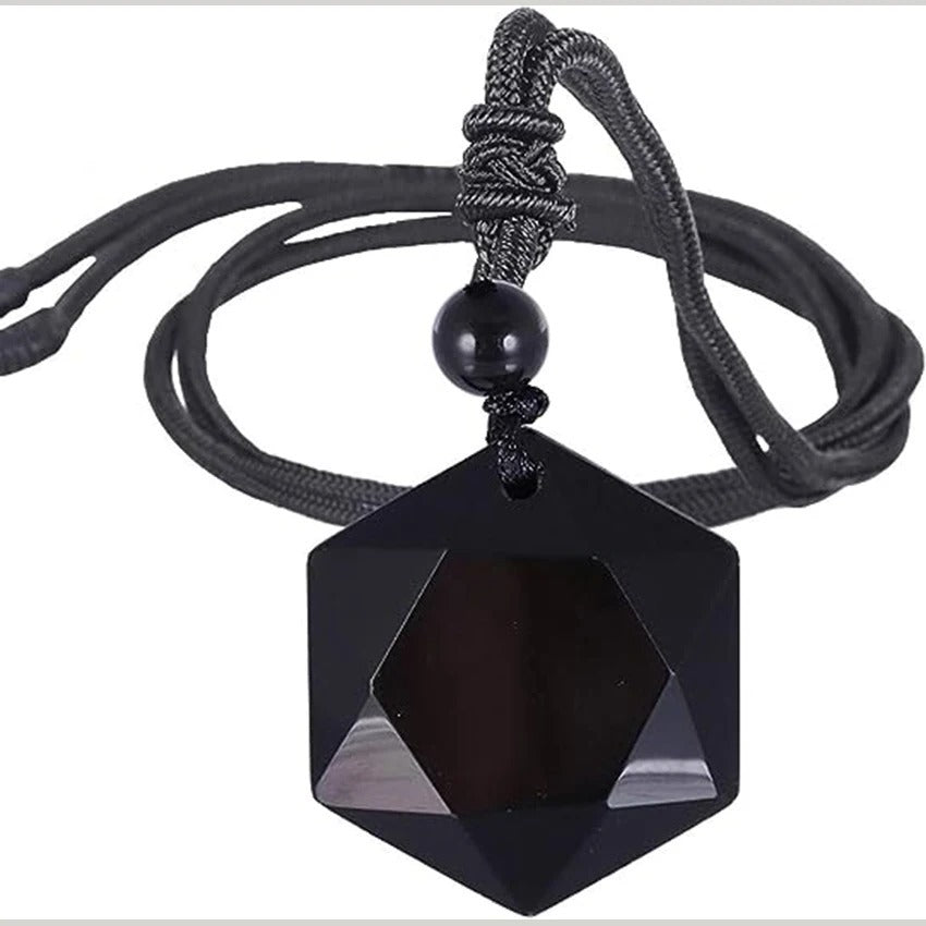 Obsidian Energy Pendant Necklace (Occult Healing Style)