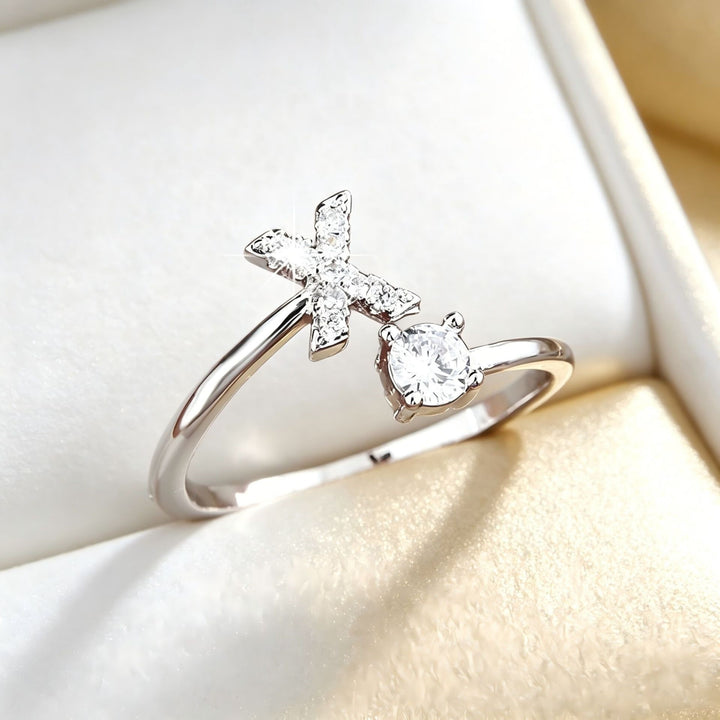 Initial Diamond Open Ring