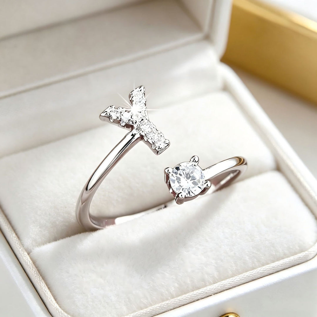 Initial Diamond Open Ring