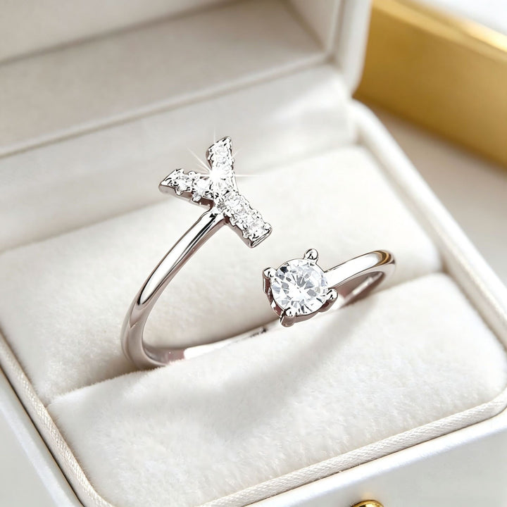 Initial Diamond Open Ring