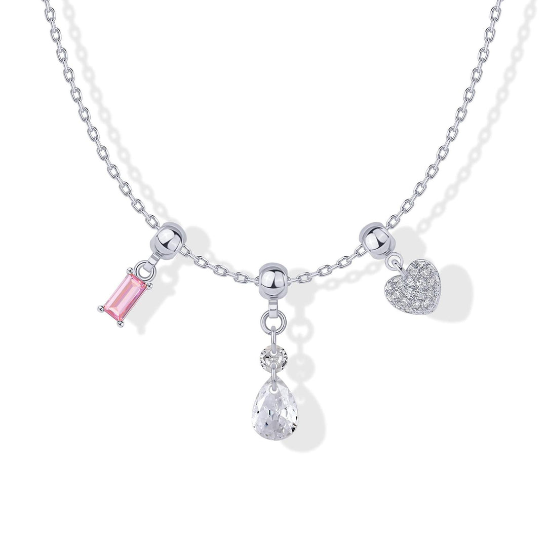 Slidable Triple Charms Beaded Collarbone Necklace, 8 Themed DIY Pendant Sets, Gold & Silver Two Tones Available