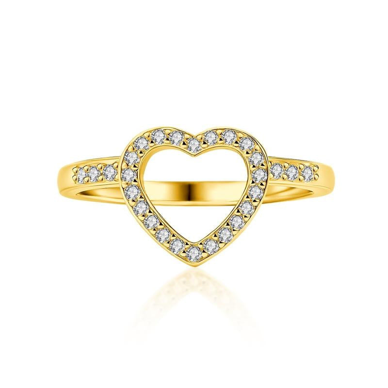 Double Heart Diamond Hollow Halo Ring Set (Luxury Romantic Engagement Band Set)