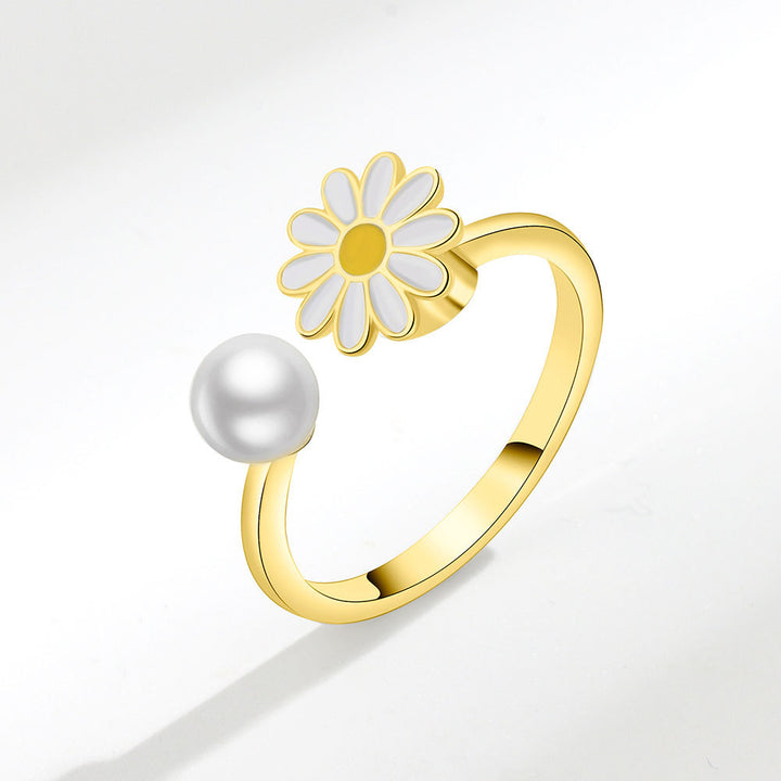 Daisy & Pearl Open Ring Set (Light Luxury Niche Fresh Bands)