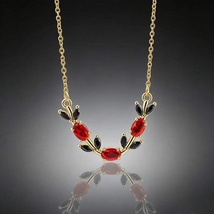 V‑Shaped Leaf‑Branch Color Diamond Choker Necklace, Multiple‑Colors Available
