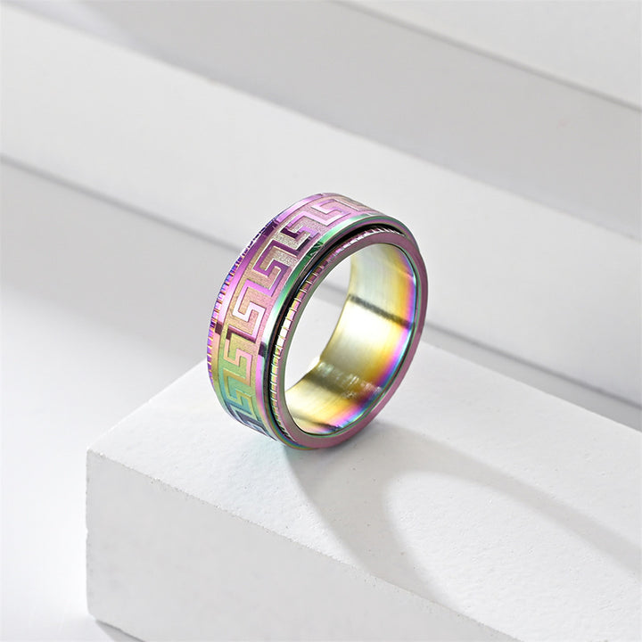 Greek Key Spinner Fidget Ring
