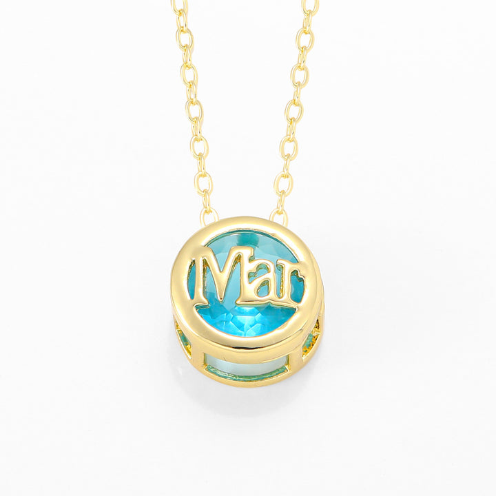 12‑Month Birthstone Round Letter Pendant Necklace, Multi‑Color Options
