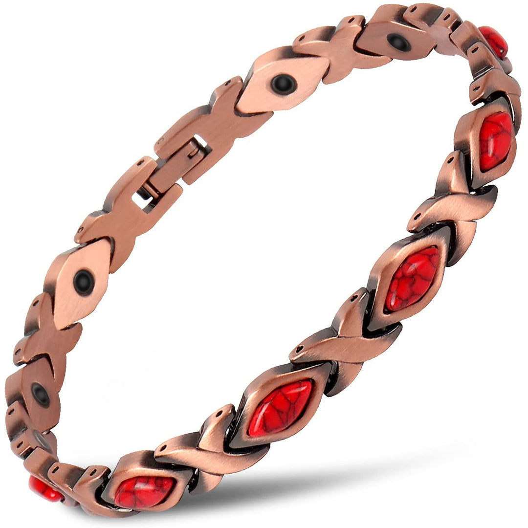 Vintage Copper Multi-Stone Magnetic Therapy Bracelet (Multiple Styles Women's Health Bangle)
