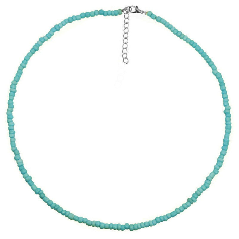 Macaron Frosted Mini Bead Choker, Multi-Color Simple Adjustable Thin Beaded Clavicle Necklace
