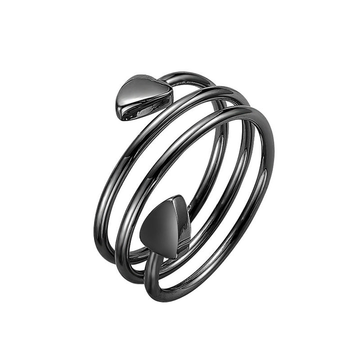 Double Heart Spiral Open Ring Set (Light Luxury Niche Individual Band)