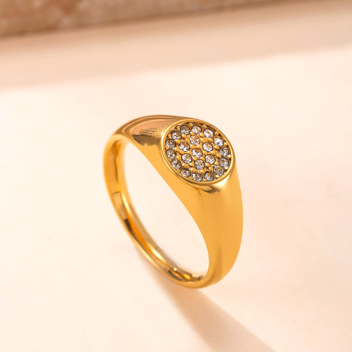 Pavé Diamond Signet S925 silver Ring, Heart/Hexagon/Oval/Teardrop Multiple Styles 18K Gold Plated Wide Band Unisex Statement Ring