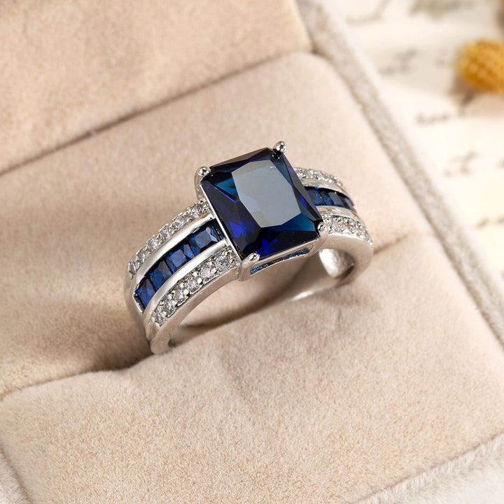 Square Cushion Gemstone Pavé Ring (Luxury Vintage Glam Band)