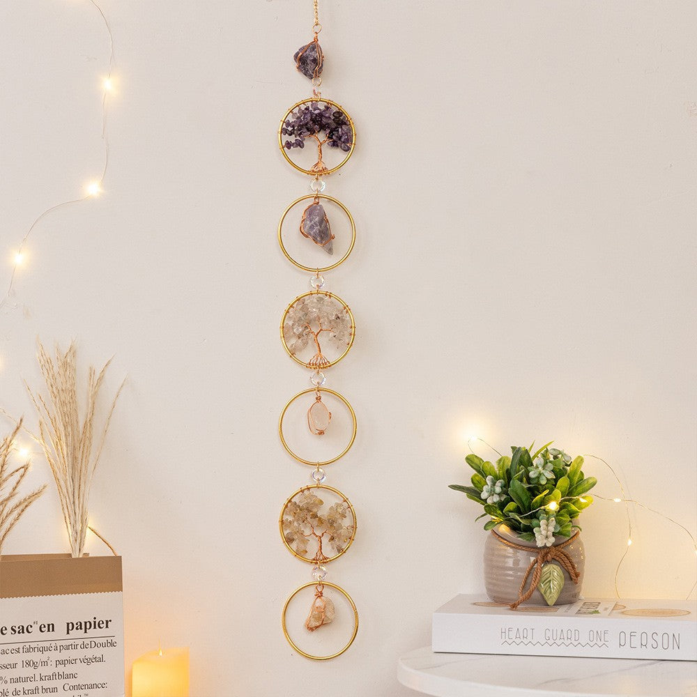 7-Chakra Natural Crystal Dreamcatcher Ornament (Healing Energy Style Series)