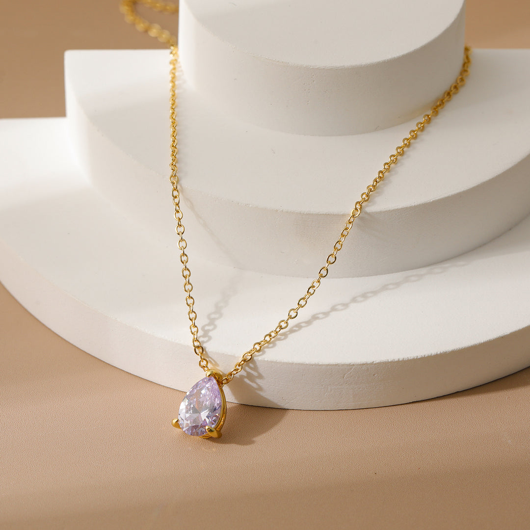 December Birthstone Teardrop Choker (Light Luxury Niche Rainbow Pendant Necklace)
