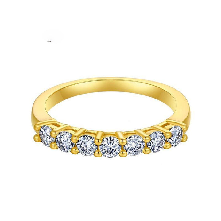 Classic Three Diamond Ring Set, 3-Stone Engagement Ring & Half Eternity Band Gold Silver Stackable Bridal Wedding Rings