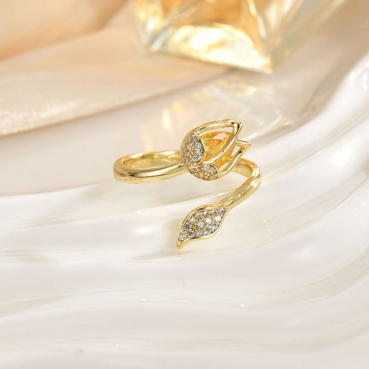 Tulip Gemstone Open Ring (Multi-Color Luxury Women's Band)