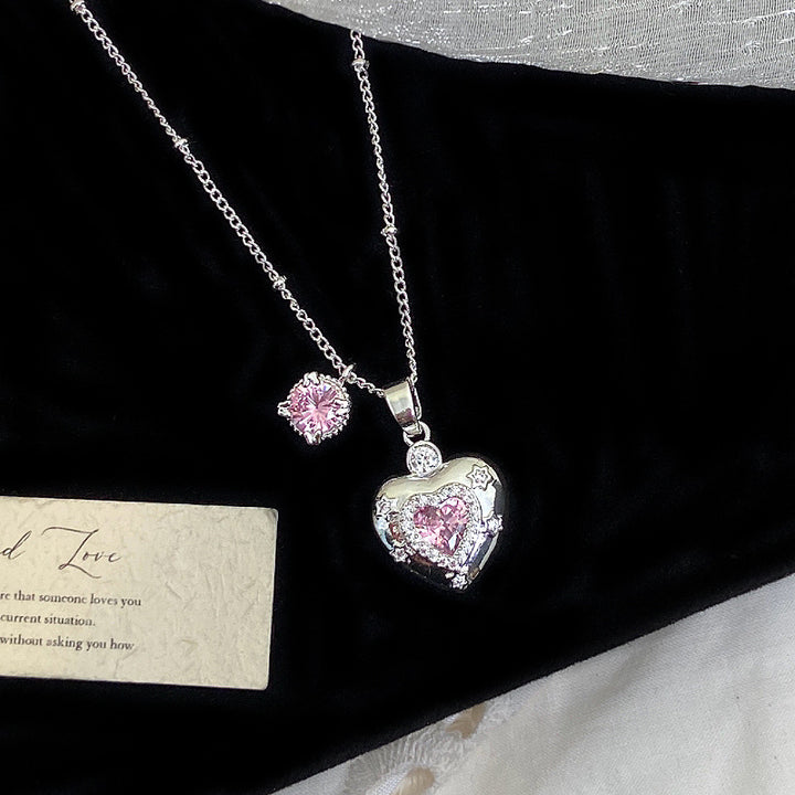 Pink Diamond Star Heart Necklace