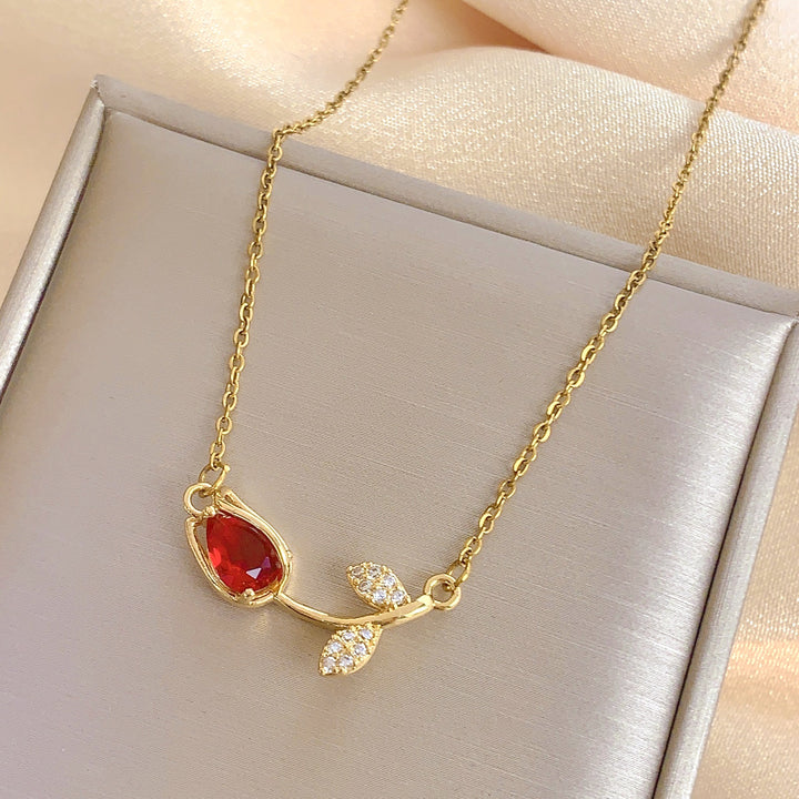 Tulip Gemstone Choker Set (Light Luxury Niche Fresh Necklace)