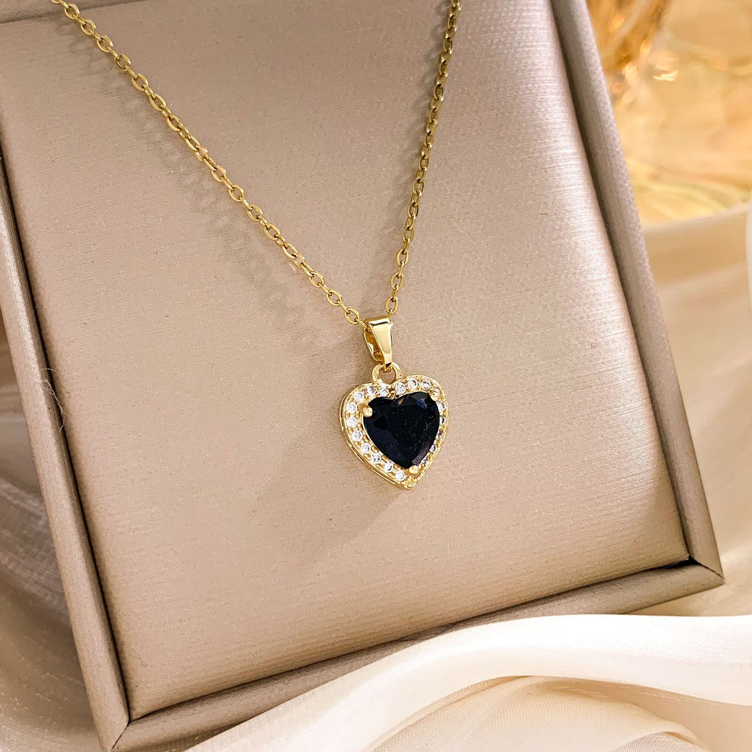 Silver Chain Pink Heart Halo Necklace (Women's Sweet Vitality Luxury Style)