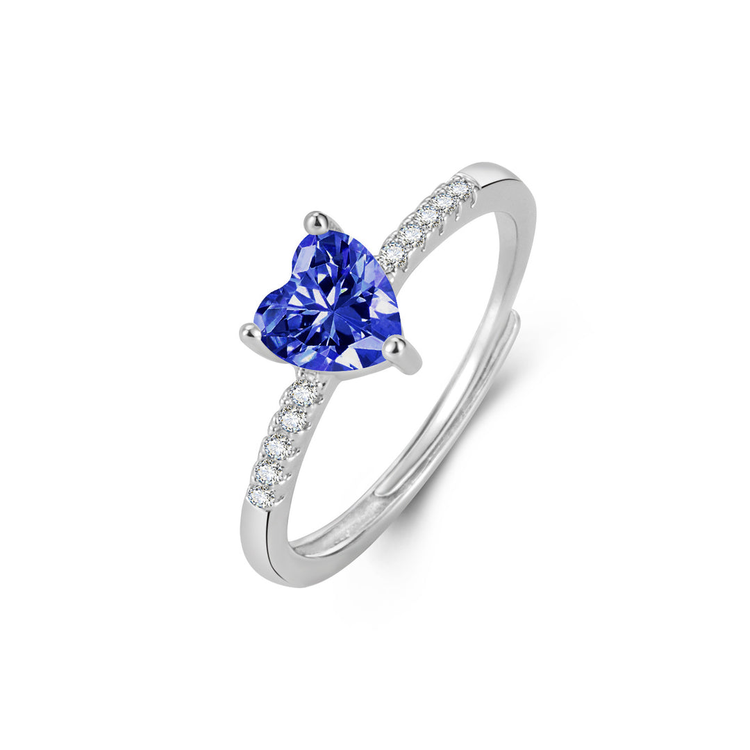 Multi-Color Heart Cut Diamond Open Ring Set (Sweet-Cool Girl Dopamine Style)