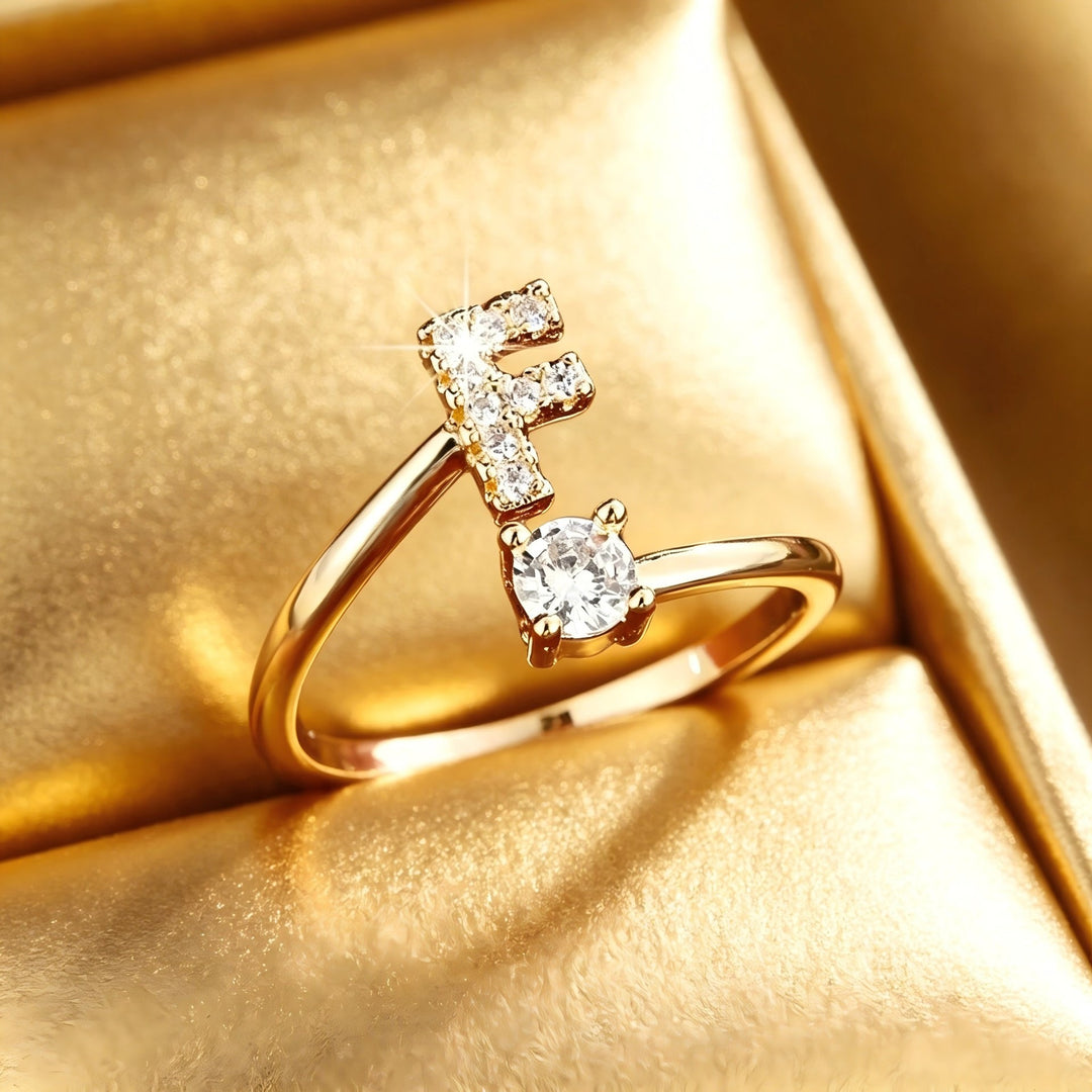 Initial Diamond Open Ring