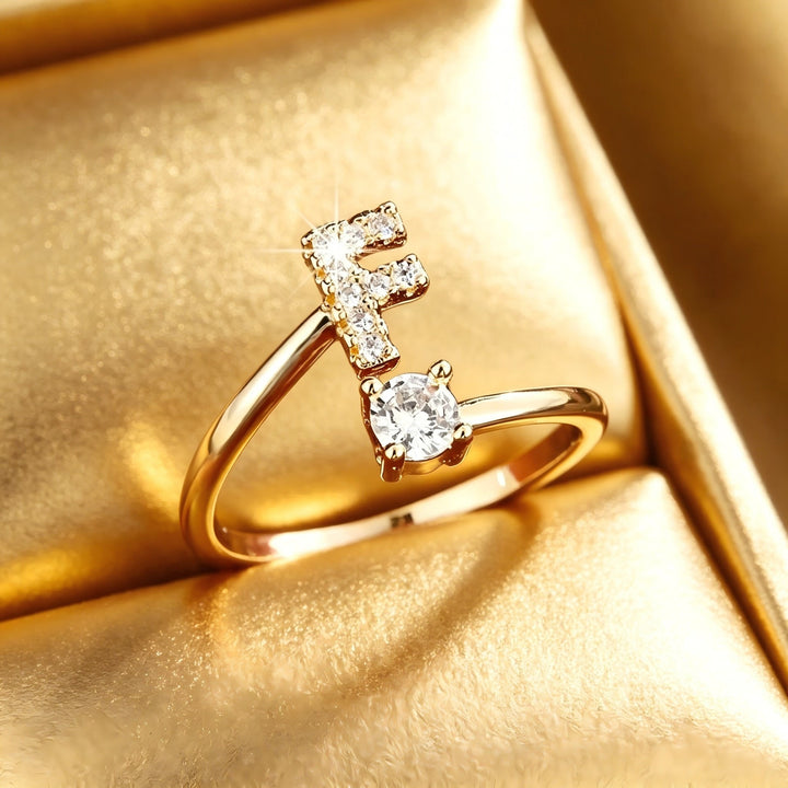 Initial Diamond Open Ring