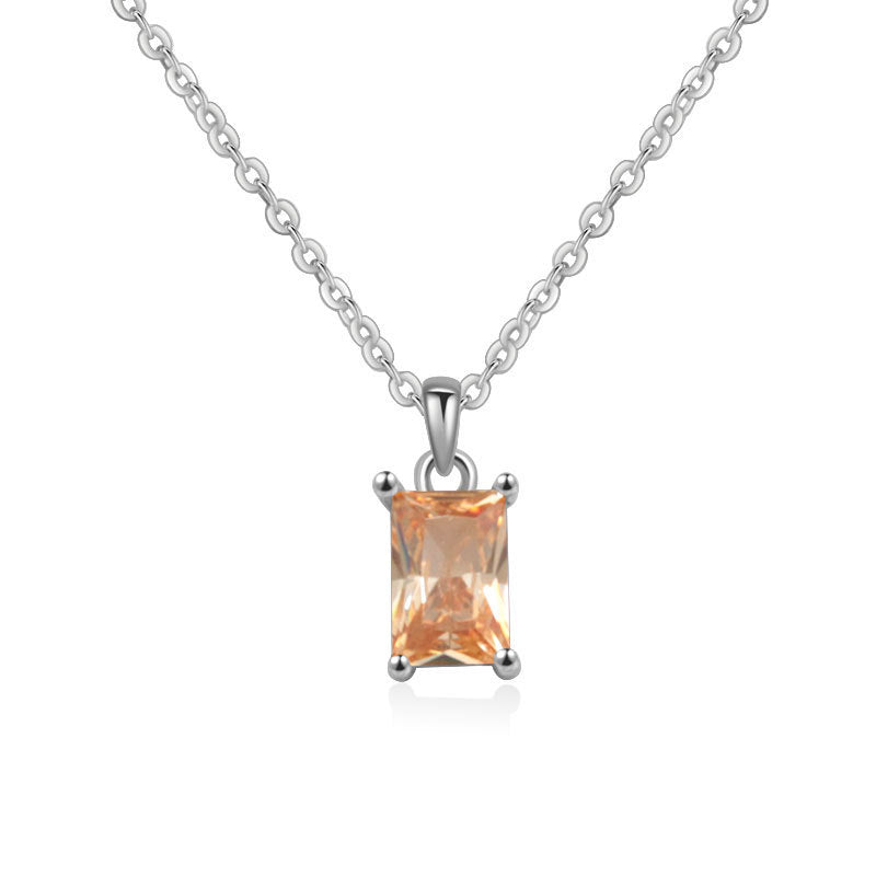 Multicolor Rectangular Diamond Pendant Necklace