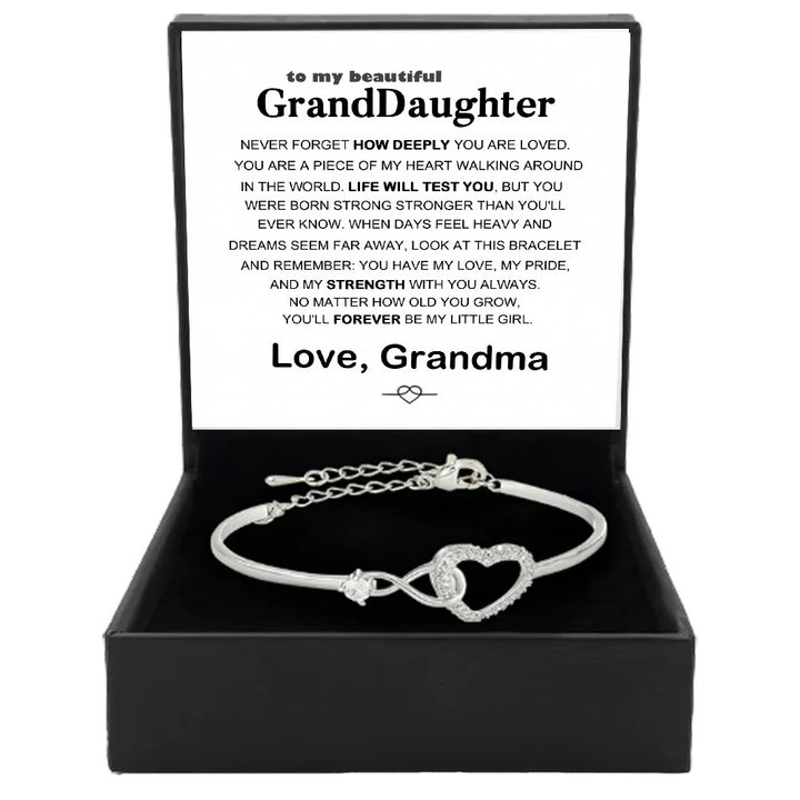 Sentimental Infinity Heart Diamond Bracelet (Family Themed Gold Tone Adjustable Bangle)
