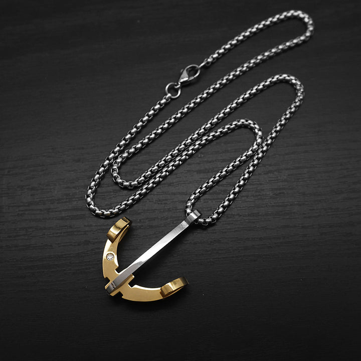 Vintage Crossbow Rhinestone Pendant · Stainless Steel Hip-Hop Punk Necklace