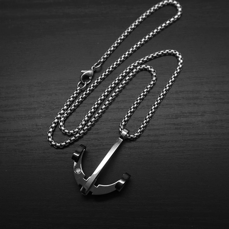 Vintage Crossbow Rhinestone Pendant · Stainless Steel Hip-Hop Punk Necklace